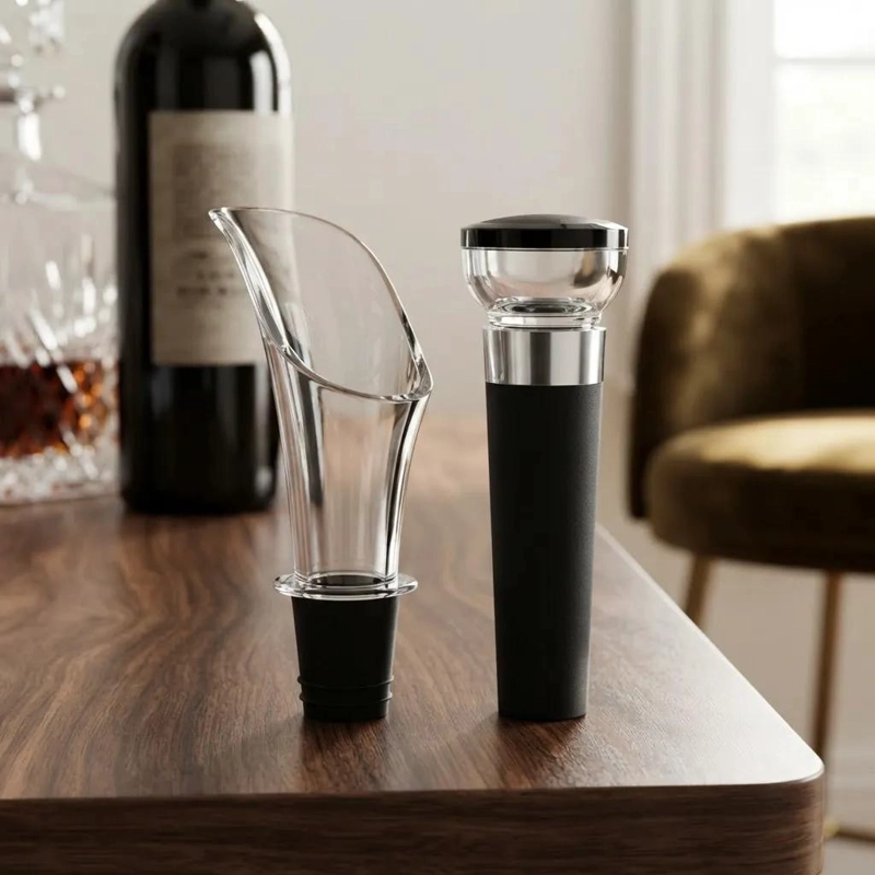 SET DE ACCESORIOS PARA VINO CON VERTEDOR Y TAPON AL VACIO - 3
