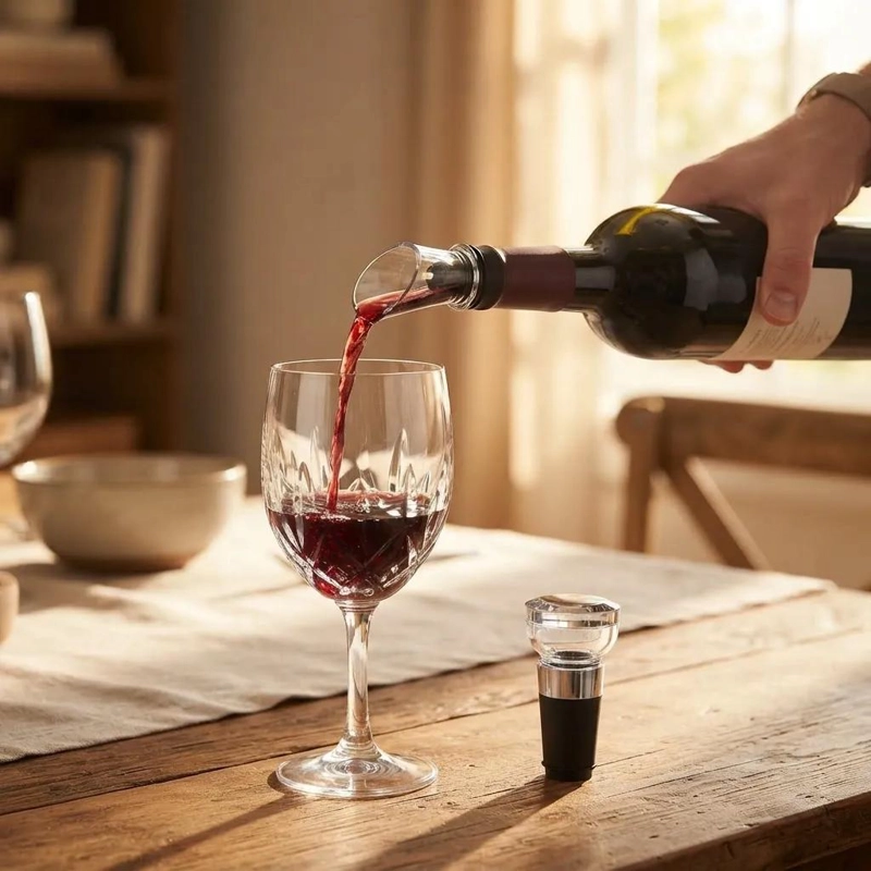 SET DE ACCESORIOS PARA VINO CON VERTEDOR Y TAPON AL VACIO - 4