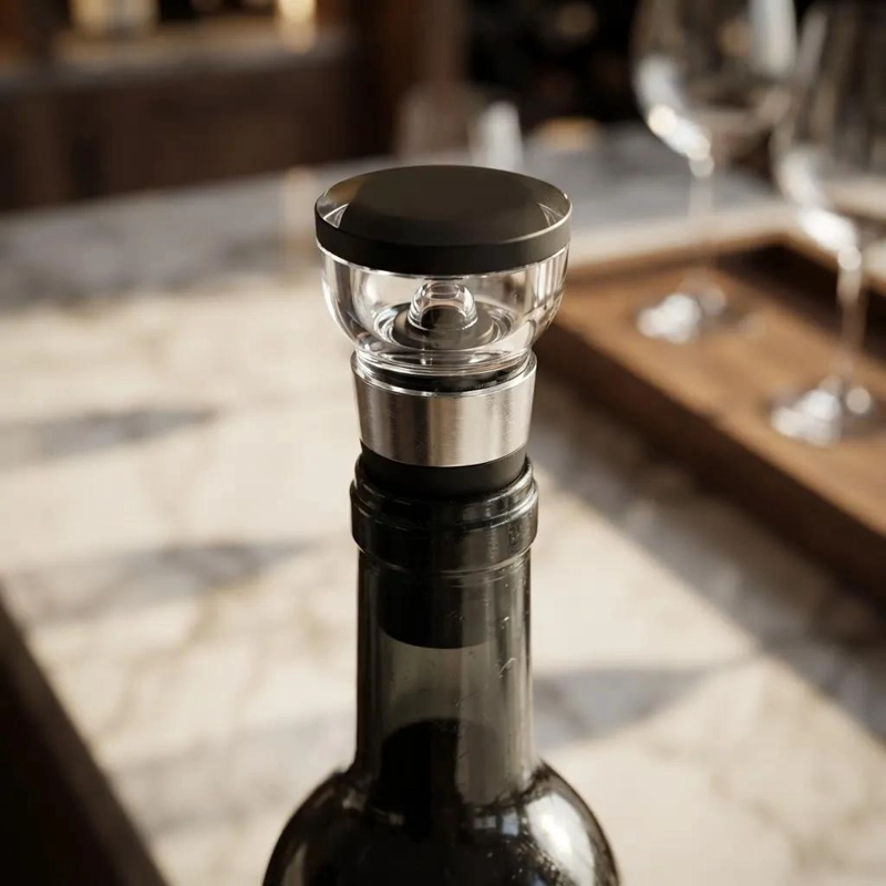 SET DE ACCESORIOS PARA VINO CON VERTEDOR Y TAPON AL VACIO - 5
