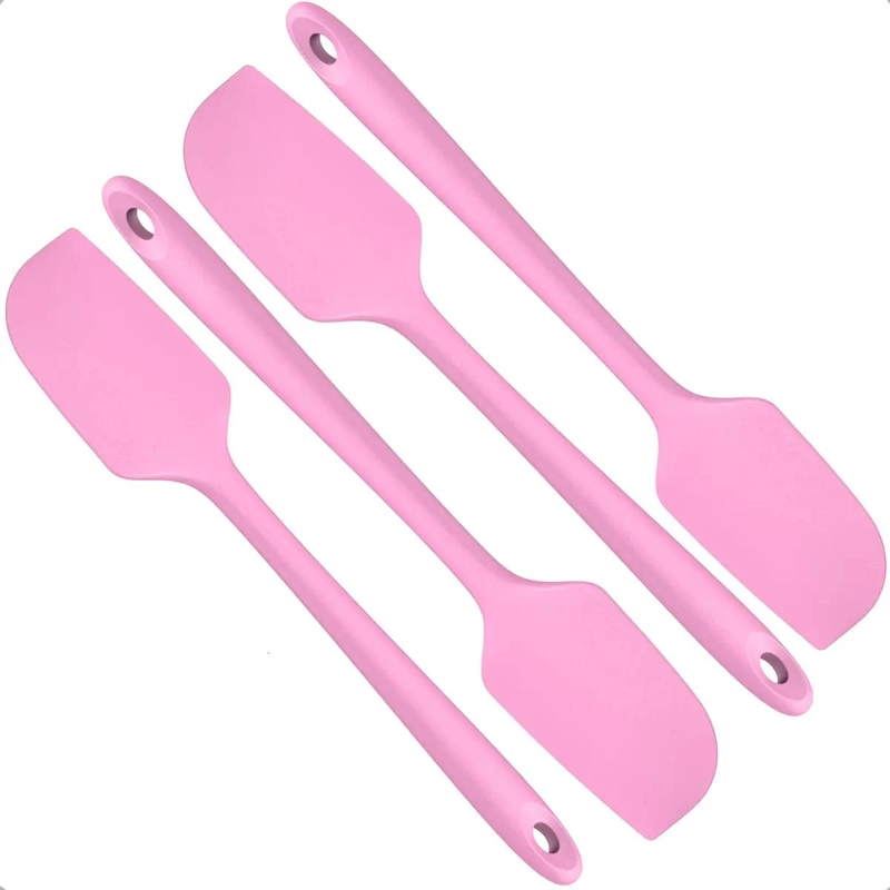 PACK DE 4 ESPATULAS DE SILICONA ROSAS PARA COCINA Y REPOSTERIA - 1