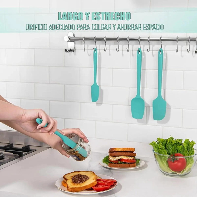 PACK DE 4 ESPATULAS DE SILICONA ROSAS PARA COCINA Y REPOSTERIA - 3