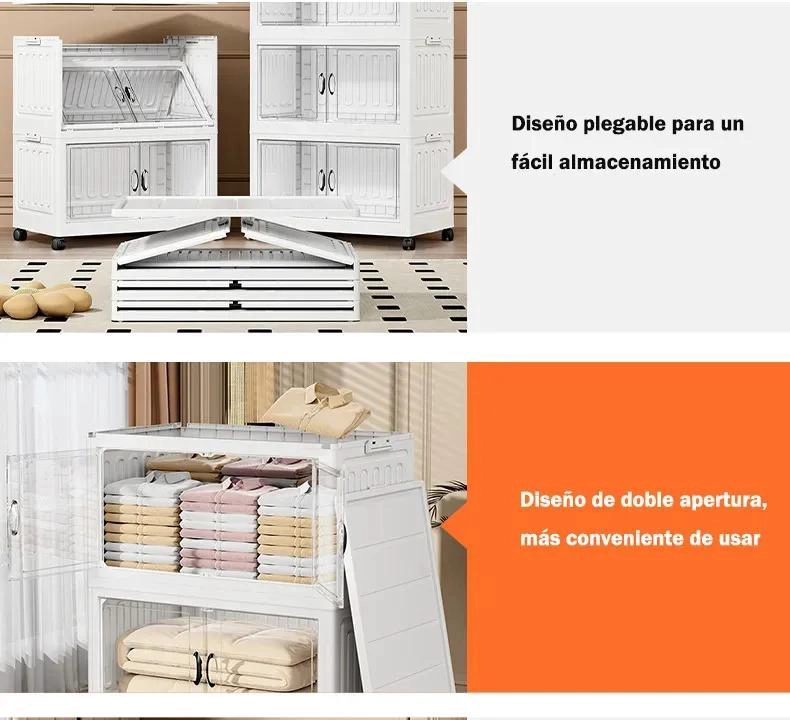 CONTENEDOR DE ALMACENAMIENTO PLEGABLE CON RUEDAS Y 5 NIVELES - 3