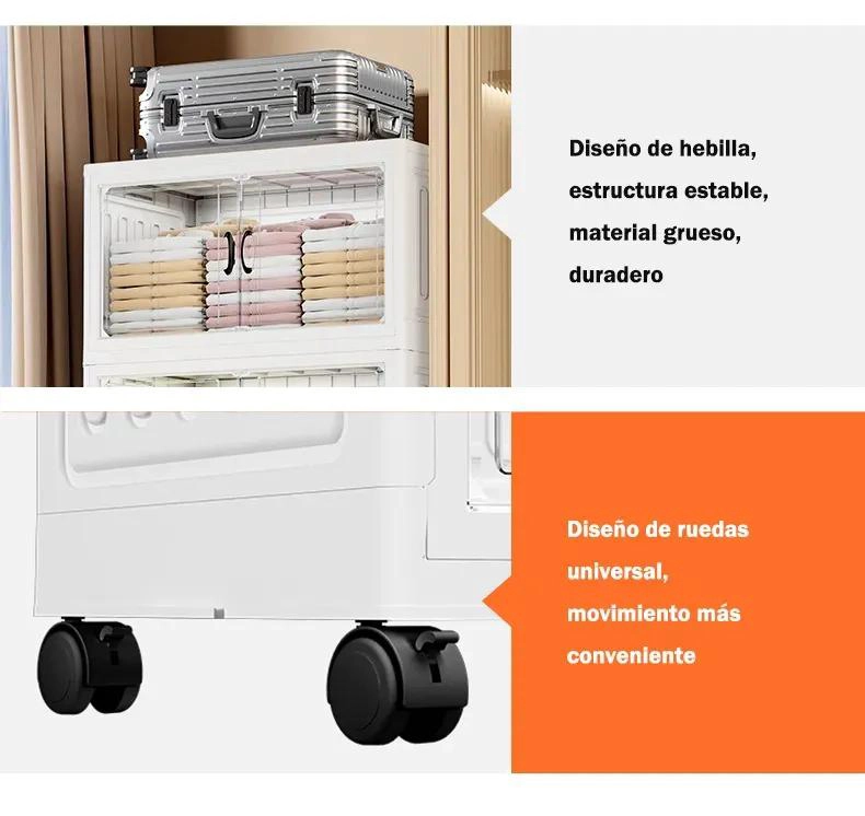 CONTENEDOR DE ALMACENAMIENTO PLEGABLE CON RUEDAS Y 5 NIVELES - 4