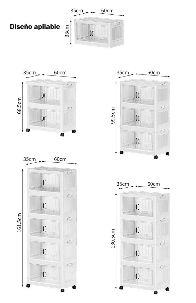 CONTENEDOR DE ALMACENAMIENTO PLEGABLE CON RUEDAS Y 5 NIVELES - 8