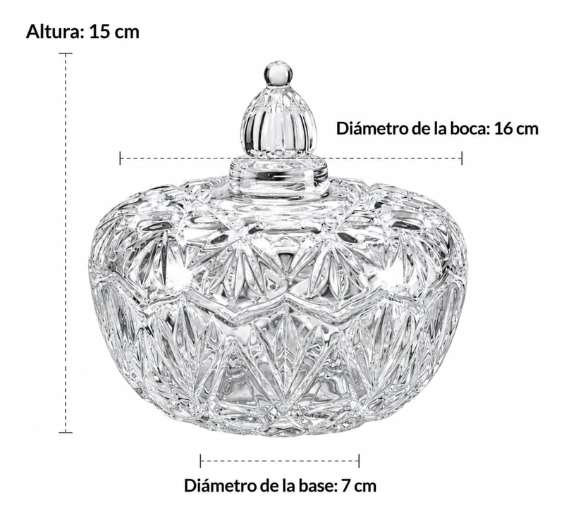 AZUCARERA DE VIDRIO LABADO VINTAGE CON TAPA DECORATIVA - 4