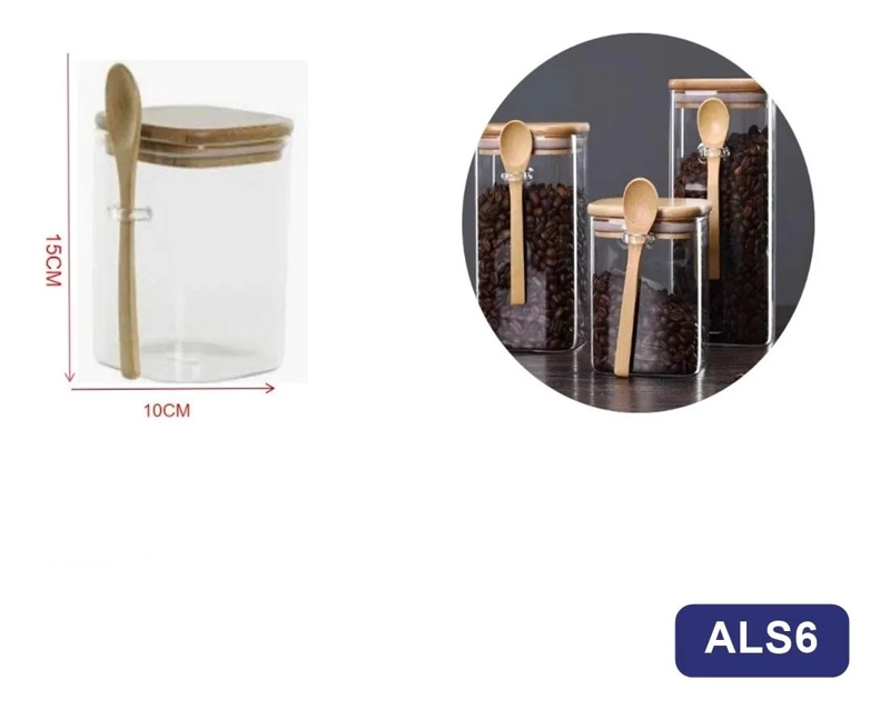 TARRO DE CRISTAL DE 15 CM PARA ALMACENAMIENTO DE ALIMENTOS - 3
