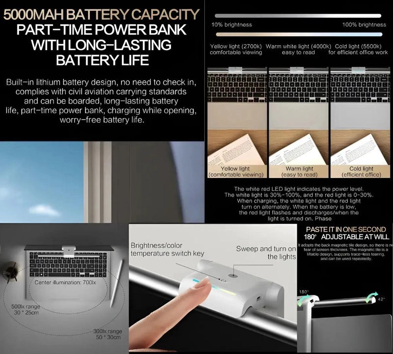 LAMPARA LED RECARGABLE CON SENSOR Y DISEÑO MAGNE TICO - 6