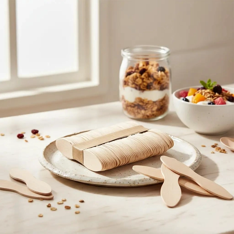 CUCHARAS DE MADERA ECOLOGICAS PARA HELADOS Y POSTRES - 2