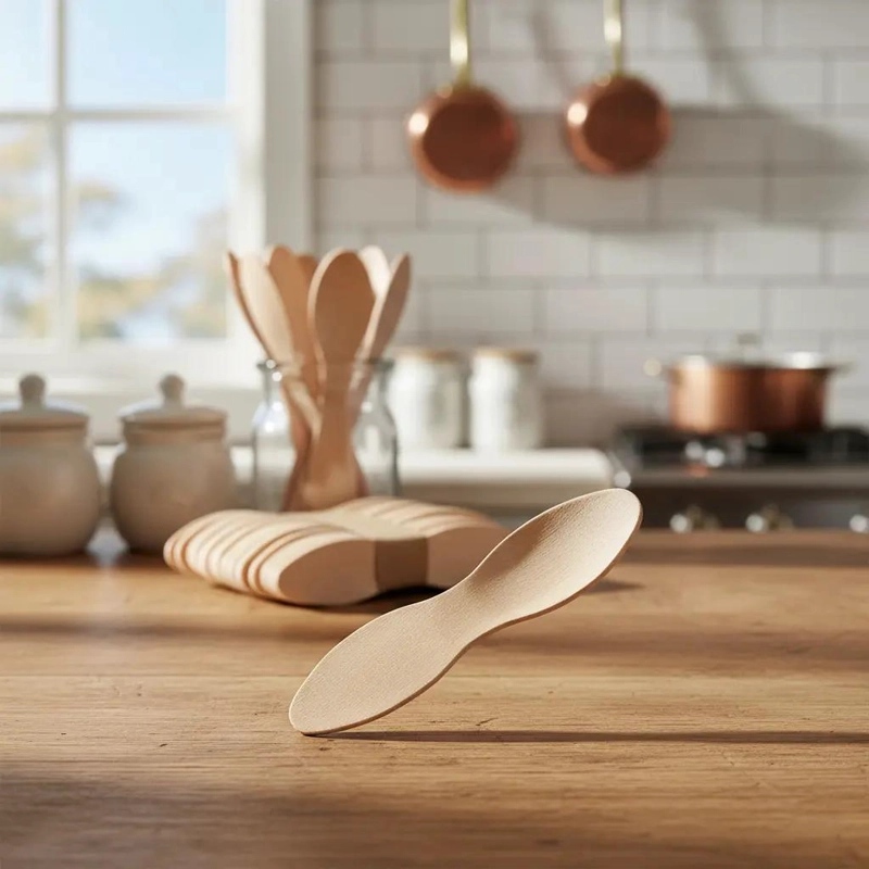CUCHARAS DE MADERA ECOLOGICAS PARA HELADOS Y POSTRES - 4