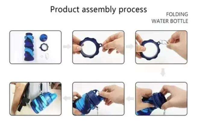 BOTELLA PLEGABLE DE SILICONA PARA AGUA DEPORTIVA Y ESCOLAR - 6