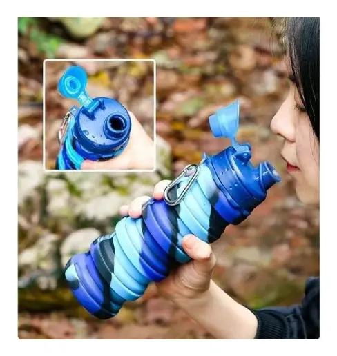 BOTELLA PLEGABLE DE SILICONA PARA AGUA DEPORTIVA Y ESCOLAR - 7