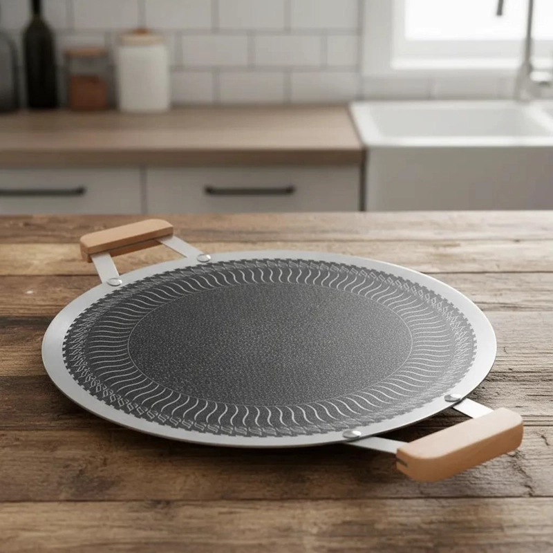 PLANCHA ASADORA REDONDA ANTIADHERENTE 30 CM CON ASAS - 3