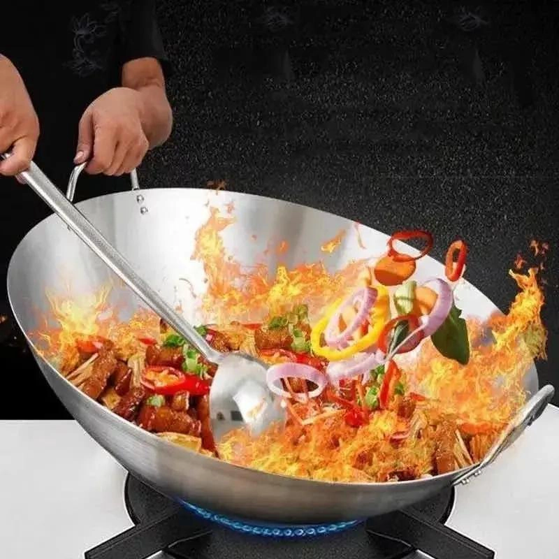 WOK DE ACERO INOXIDABLE 45 CM PARA COCINAR - 2