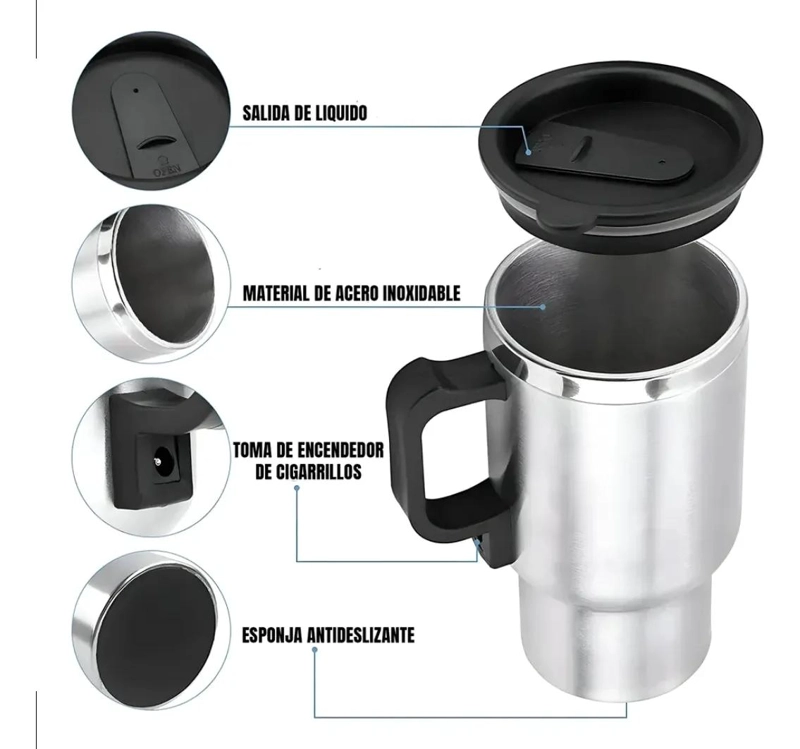 TAZA ELE CTRICA DE ACERO INOXIDABLE PARA AUTO 12V - 4