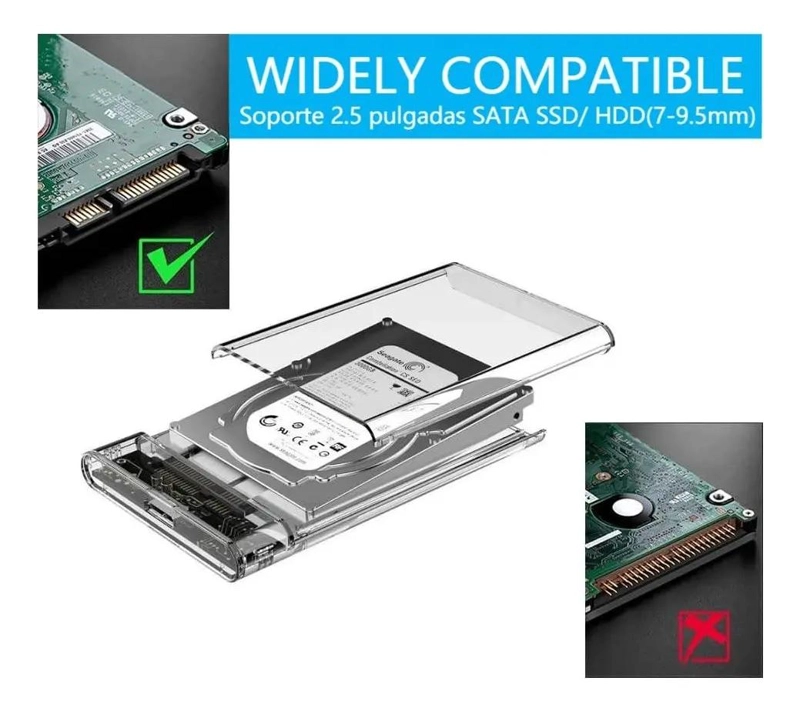 COFRE TRANSPARENTE PARA DISCO DURO EXTERNO DE 2,5 PULGADAS - 6
