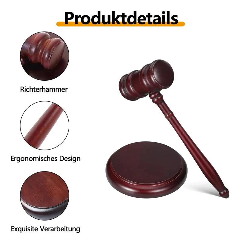 MARTILLO CEREMONIAL DE JUEZ EN MADERA SOLIDA PARA EVENTOS - 3