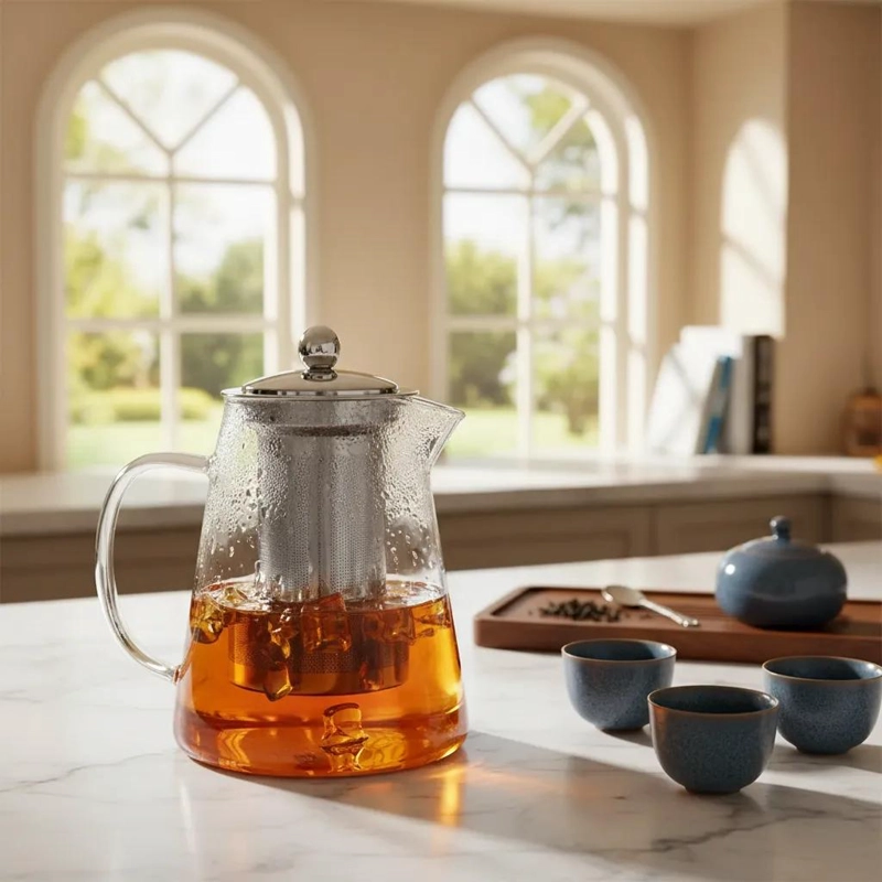 TETERA INFUSORA DE TE  DE VIDRIO 750ML CON INFUSOR - 2