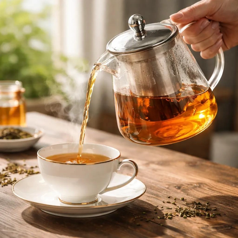 TETERA INFUSORA DE TE  DE VIDRIO 750ML CON INFUSOR - 3