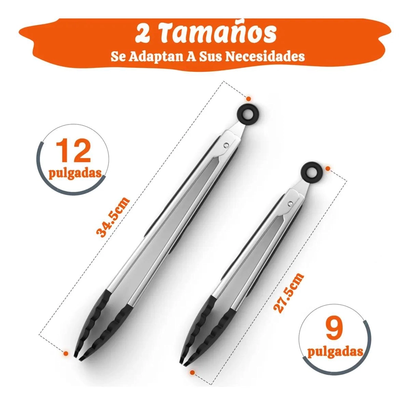 PINZAS DE COCINA DE ACERO INOXIDABLE EN DOS TAMAÑOS - 2