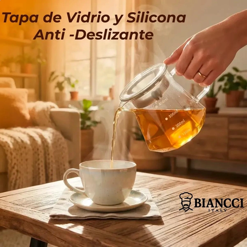 TETERA DE VIDRIO 400ML PARA INFUSIONES Y CAFE - 5