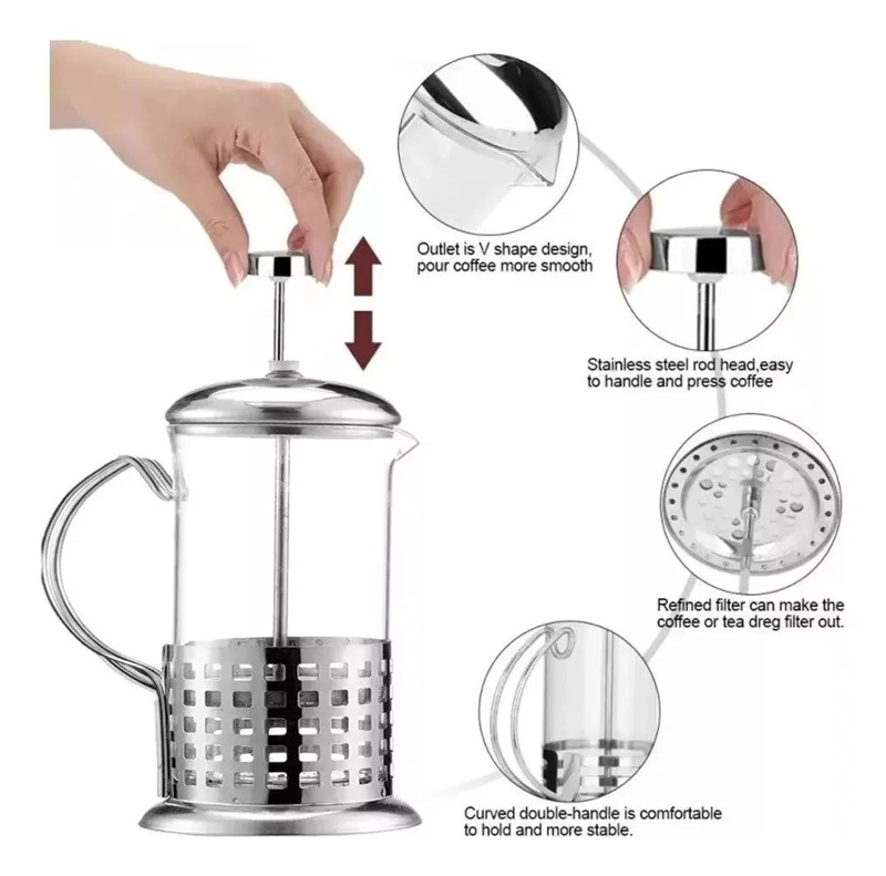 CAFETERA PRENSA FRANCESA ACERO INOXIDABLE 350 ML - 4