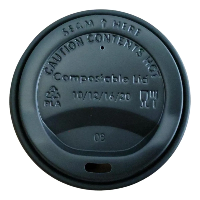 TAPA COMPOSTABLE CPLA 90 MM PARA VASO DE PAPEL 12 OZ - 1