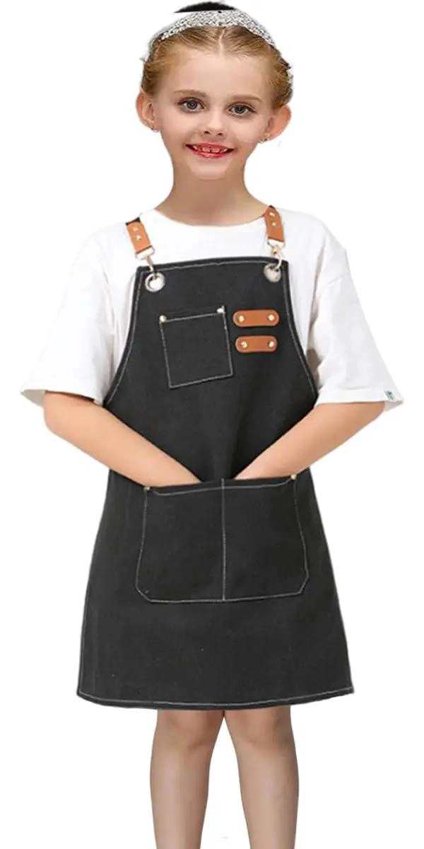 DELANTAL INFANTIL NEGRO PARA COCINAR Y PINTAR - 3