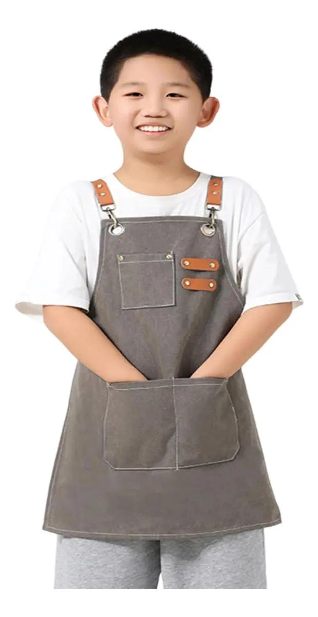 DELANTAL INFANTIL NEGRO PARA COCINAR Y PINTAR - 4