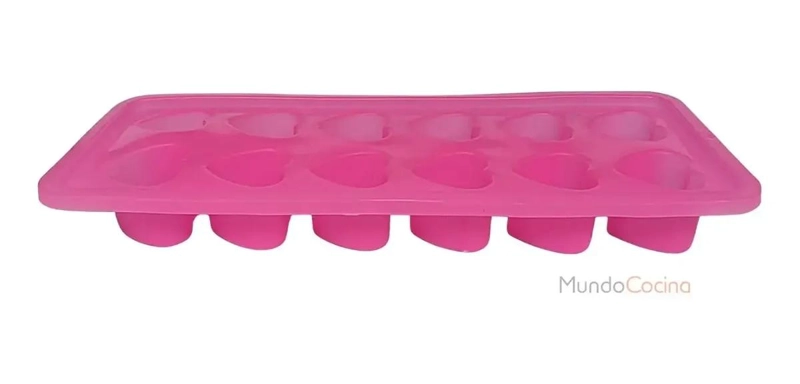 PACK DE 3 CUBETERAS DE SILICONA PARA HIELO EN FORMAS DE CORAZON - 4