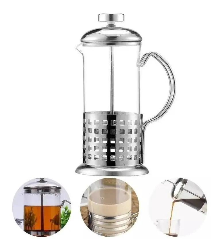 CAFETERA PRENSA FRANCESA DE ACERO INOXIDABLE 600 ML CON ESPUMADOR - 10