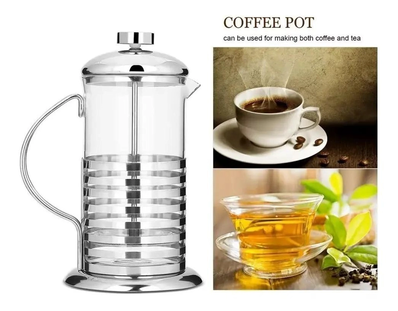 CAFETERA PRENSA FRANCESA DE ACERO INOXIDABLE 600 ML CON ESPUMADOR - 6