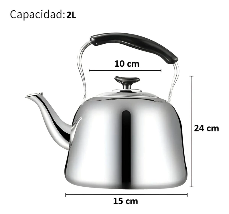 TETERA DE ACERO INOXIDABLE CON INFUSOR Y CAPACIDAD DE 2 LITROS - 3
