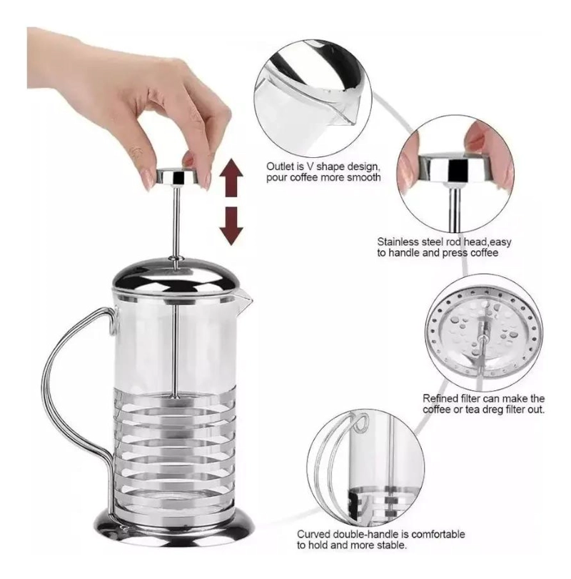 CAFETERA PRENSA FRANCESA 1000ML DE GRAN CAPACIDAD - 3