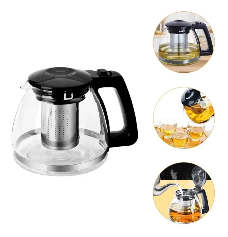 TETERA DE VIDRIO 900ML CON INFUSOR DE ACERO INOXIDABLE - 1