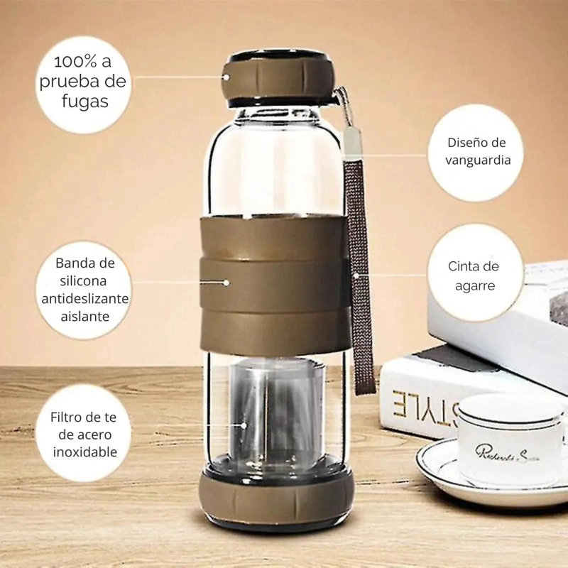BOTELLA INFUSORA DE VIDRIO 550 ML CON INFUSOR INTEGRADO - 4