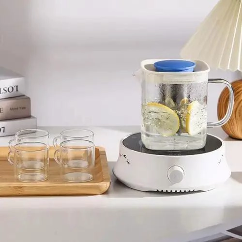 TETERA DE VIDRIO CON INFUSOR Y 4 TAZAS DE TE - 6