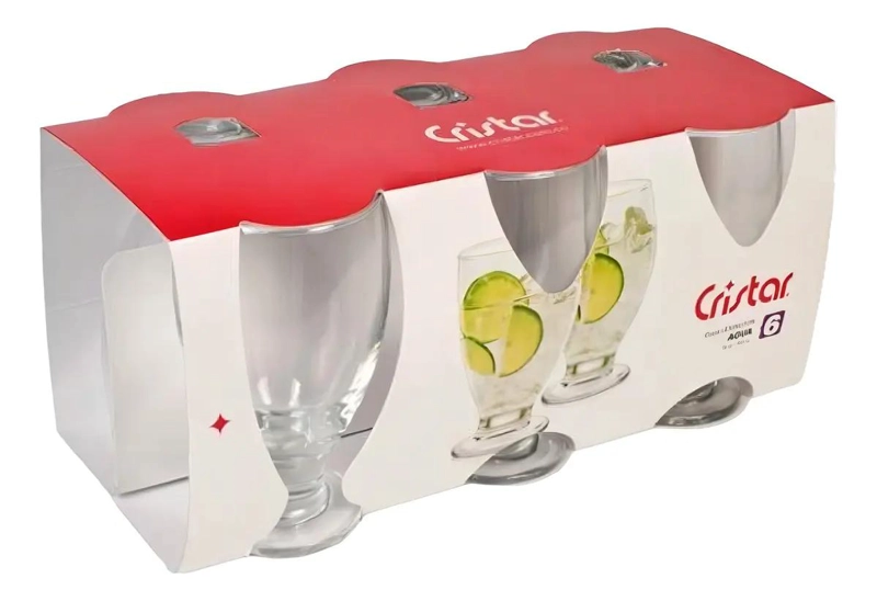 SET DE 6 COPAS DE CRISTAL PARA AGUA Y BEBIDAS TRANSPARENTES - 6