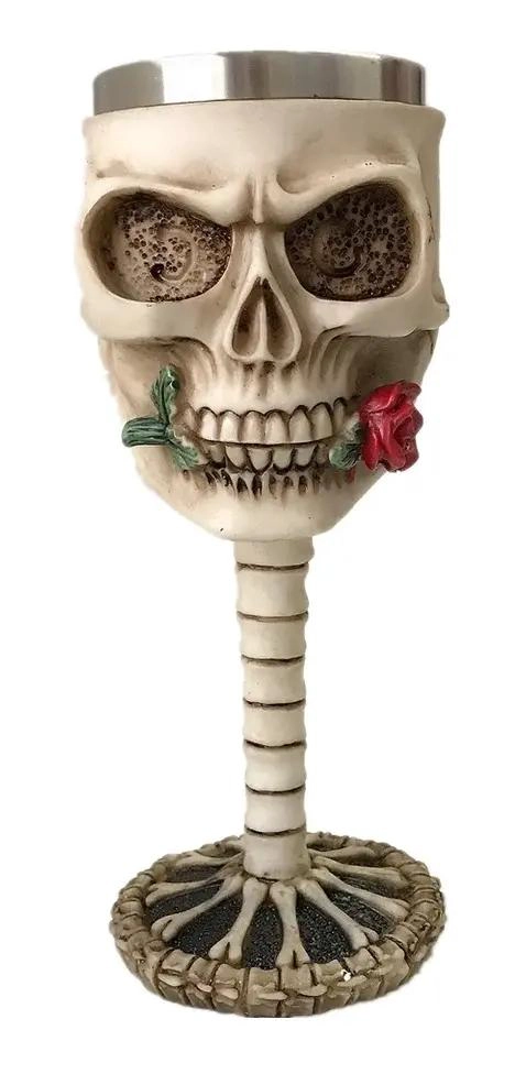 COPA DE CALAVERA ROSA DE ACERO INOXIDABLE PARA HALLOWEEN - 1
