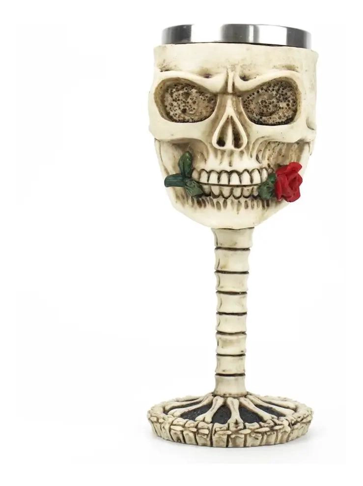 COPA DE CALAVERA ROSA DE ACERO INOXIDABLE PARA HALLOWEEN - 10