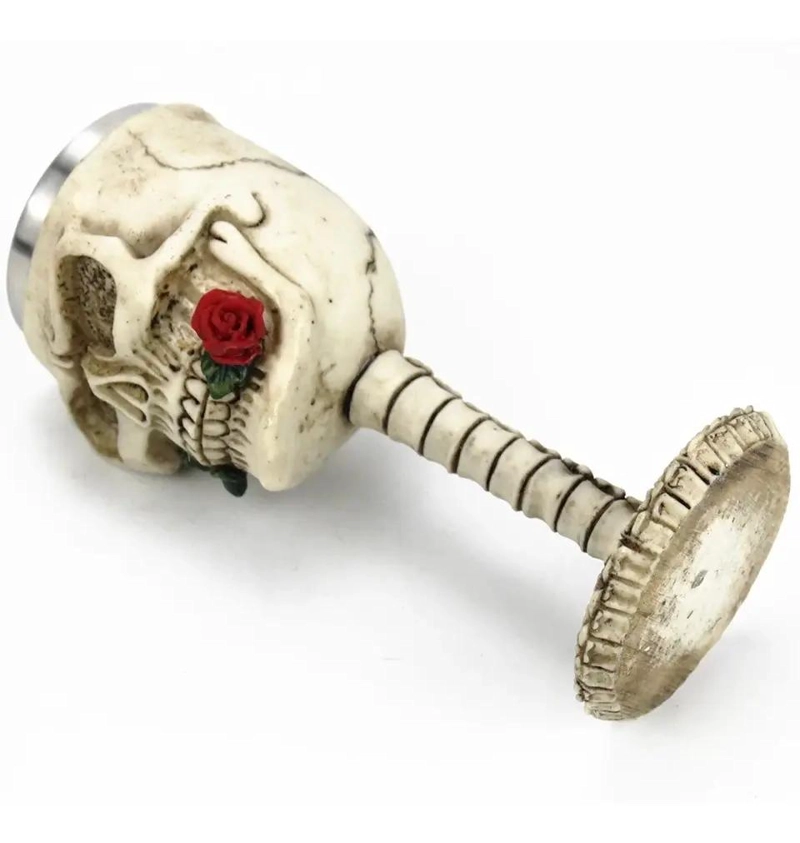 COPA DE CALAVERA ROSA DE ACERO INOXIDABLE PARA HALLOWEEN - 3