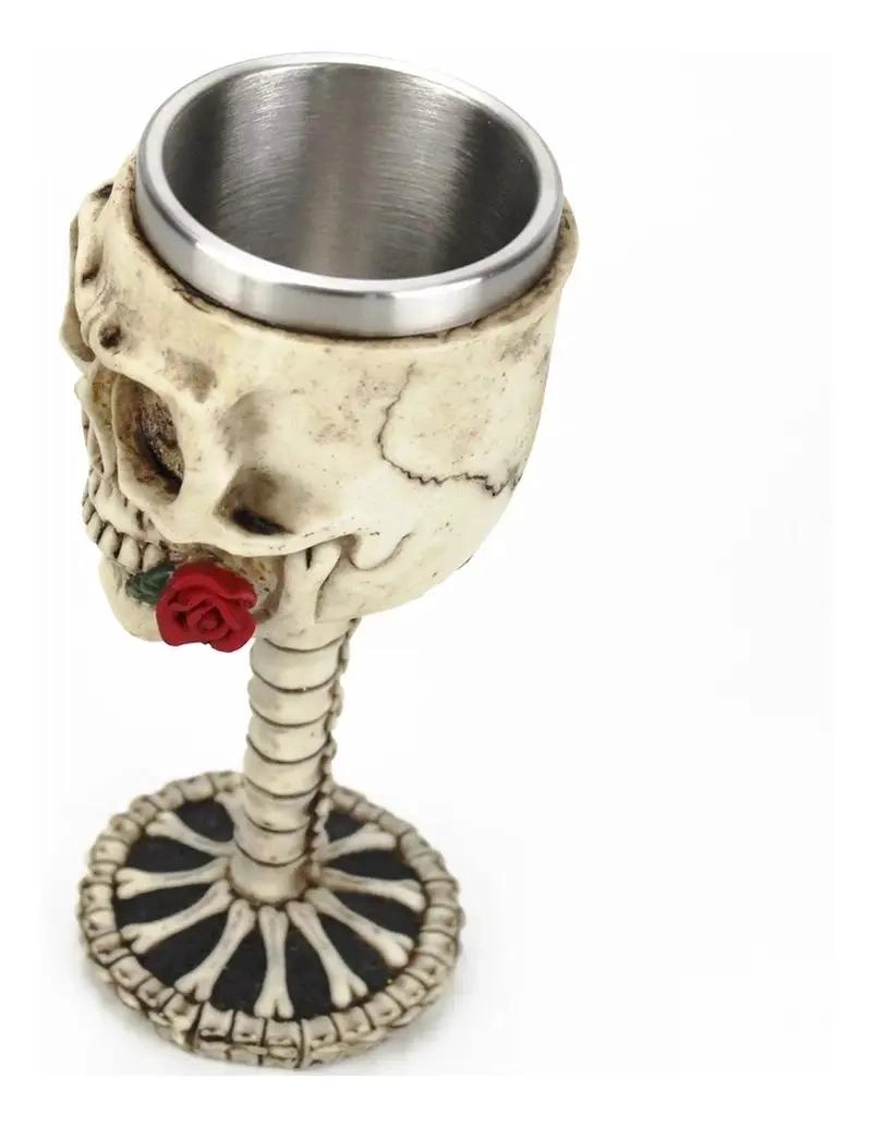 COPA DE CALAVERA ROSA DE ACERO INOXIDABLE PARA HALLOWEEN - 5