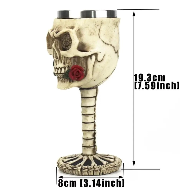 COPA DE CALAVERA ROSA DE ACERO INOXIDABLE PARA HALLOWEEN - 6