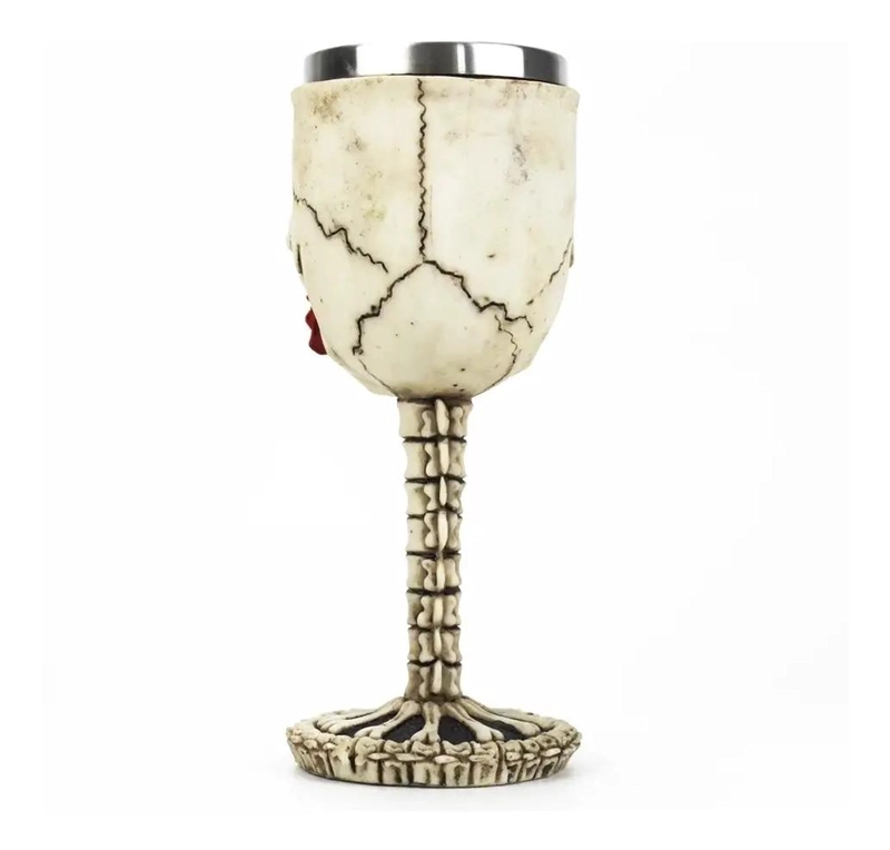 COPA DE CALAVERA ROSA DE ACERO INOXIDABLE PARA HALLOWEEN - 7