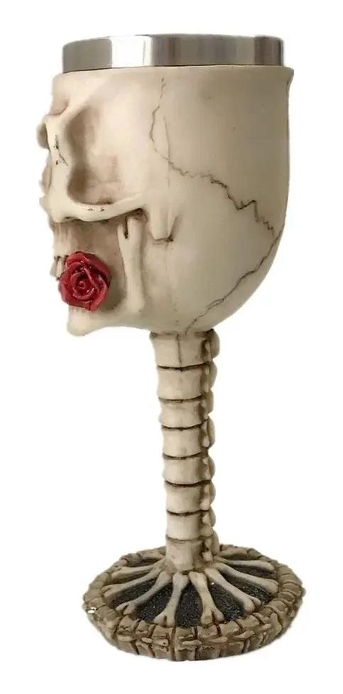 COPA DE CALAVERA ROSA DE ACERO INOXIDABLE PARA HALLOWEEN - 9