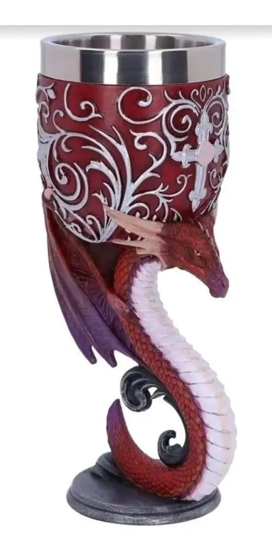 COPA GOTICA 3D DE DRAGON ROJO EN ACERO INOXIDABLE - 2