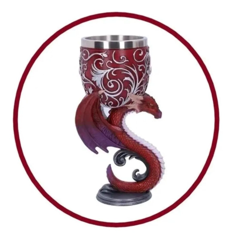 COPA GOTICA 3D DE DRAGON ROJO EN ACERO INOXIDABLE - 3