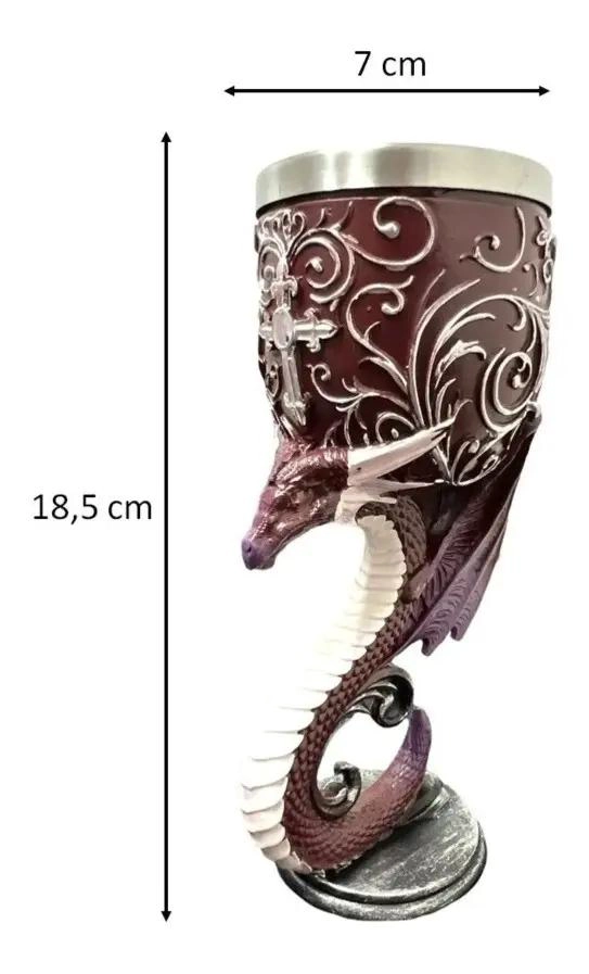 COPA GOTICA 3D DE DRAGON ROJO EN ACERO INOXIDABLE - 5
