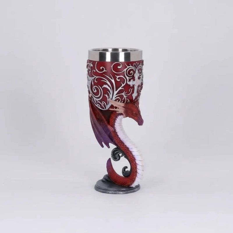 COPA GOTICA 3D DE DRAGON ROJO EN ACERO INOXIDABLE - 9