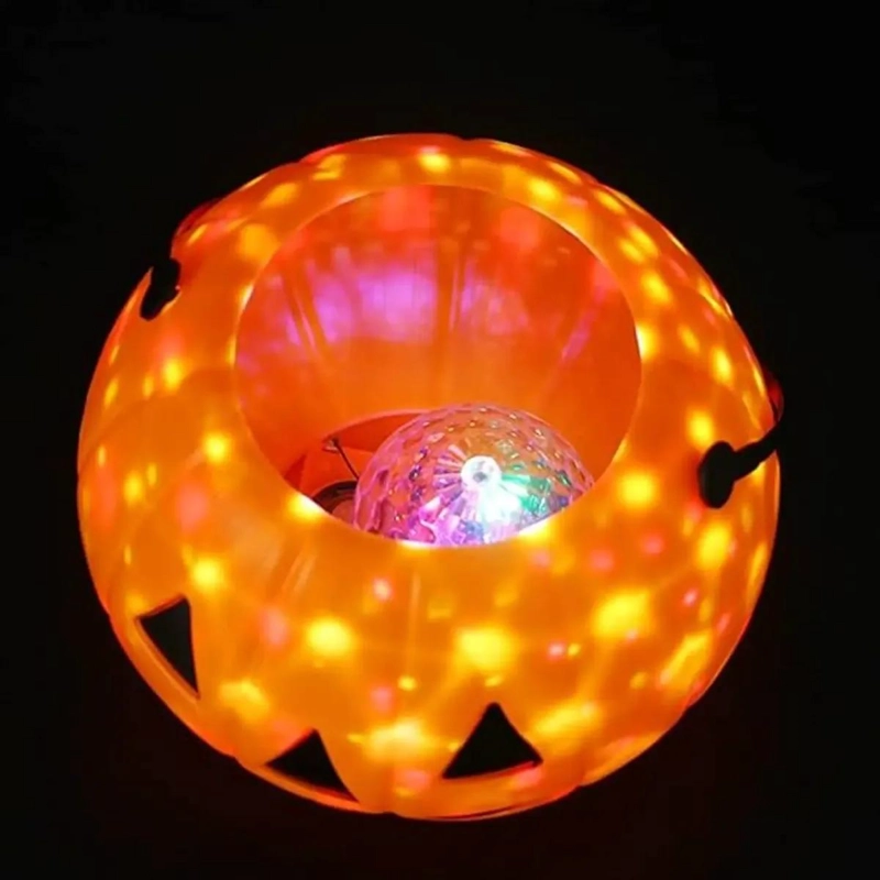 CUBETA CALABAZA ILUMINADA CON LUZ Y SONIDO PARA HALLOWEEN - 7