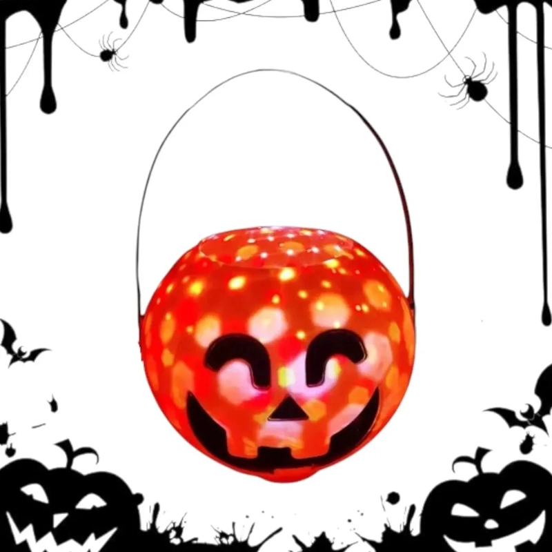 CUBETA CALABAZA ILUMINADA CON LUZ Y SONIDO PARA HALLOWEEN - 8